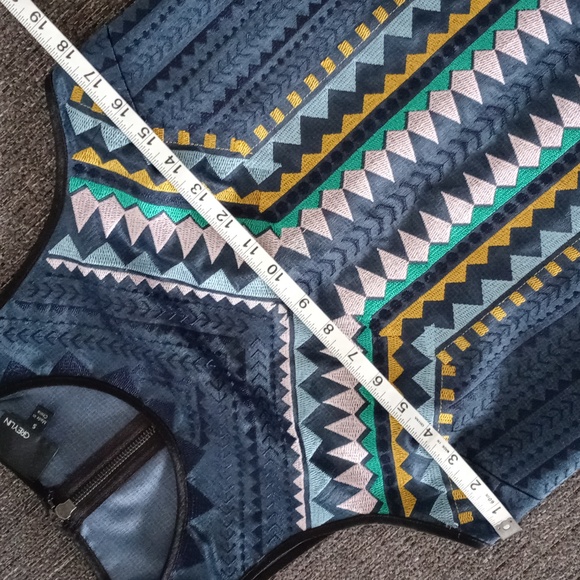 🖤Greylin (Anthropologie)🖤 - Navy/Multicolor Chevron Shift Dress - Picture 12 of 15
